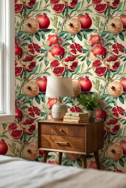 Shades Of Green Wallpaper Red Pomegranate Wall Mural