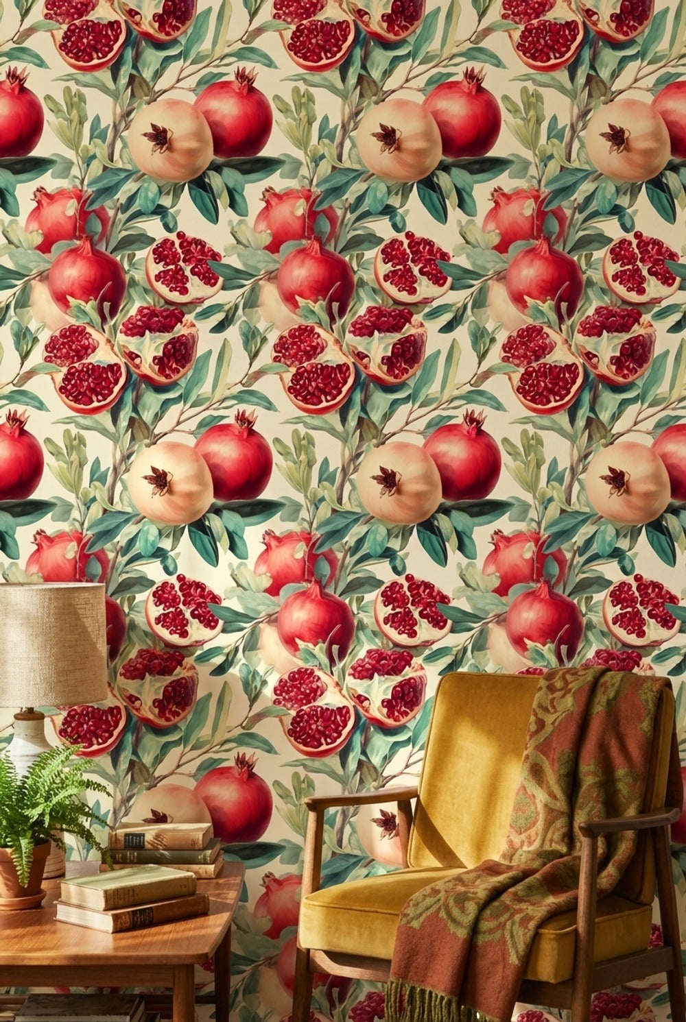 Shades Of Green Wallpaper Red Pomegranate Wall Mural