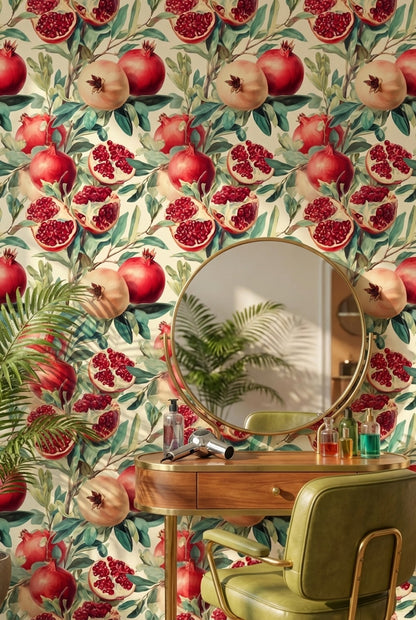 Shades Of Green Wallpaper Red Pomegranate Wall Mural