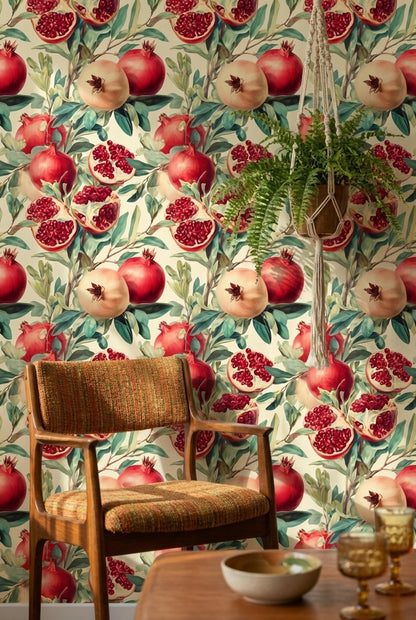 Shades Of Green Wallpaper Red Pomegranate Wall Mural