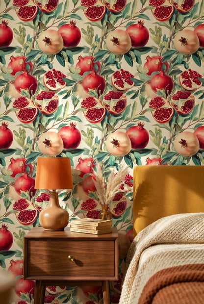 Shades Of Green Wallpaper Red Pomegranate Wall Mural