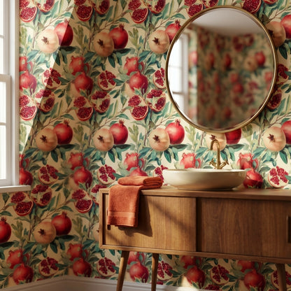 Shades Of Green Wallpaper Red Pomegranate Wall Mural
