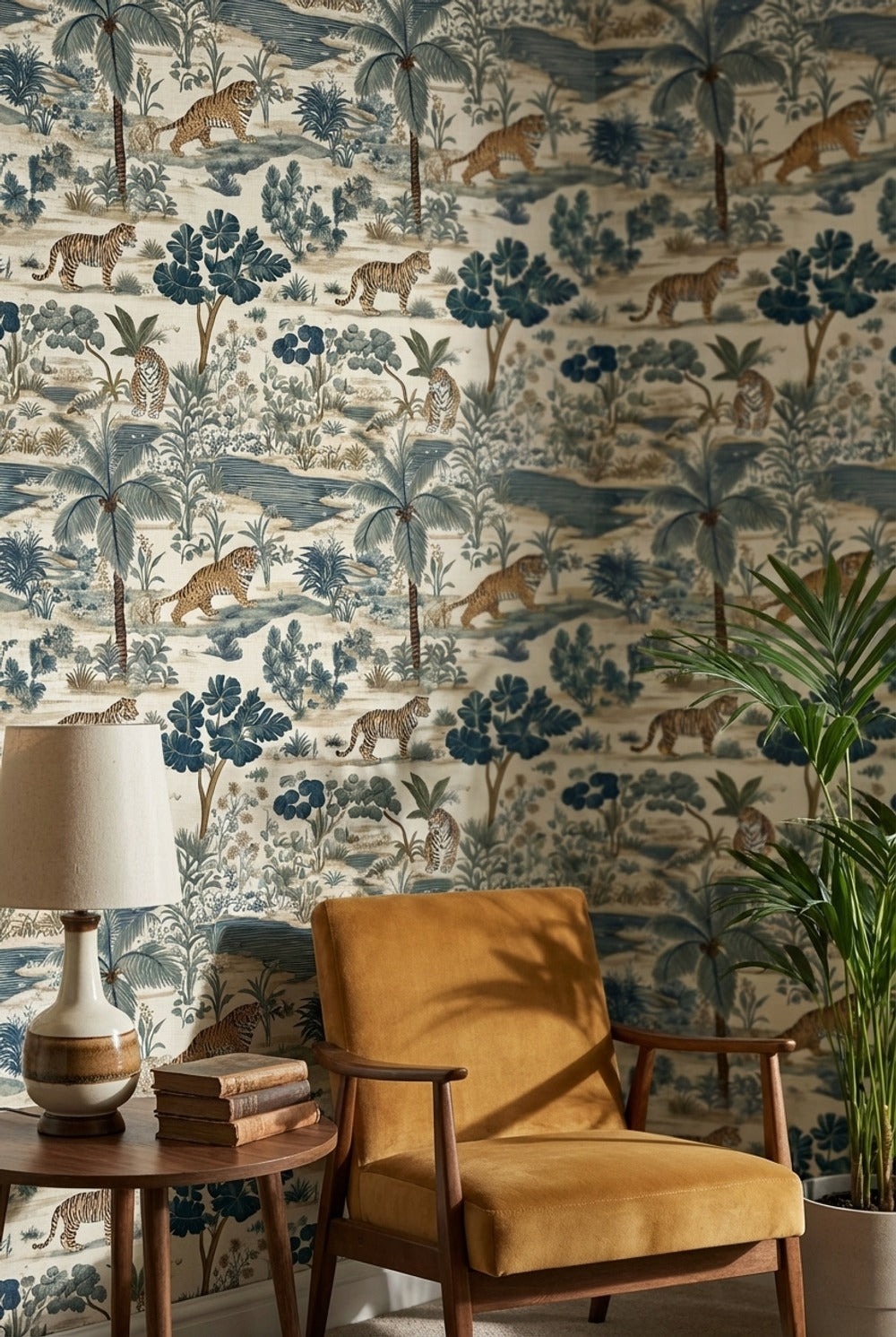 Tropical Wallpaper Tigers Foliage Wall Mural