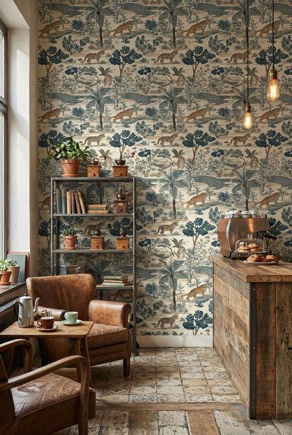 Tropical Wallpaper Tigers Foliage Wall Mural