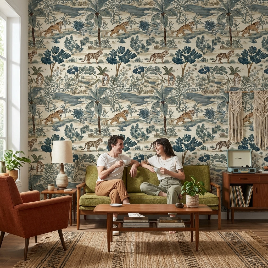 Tropical Wallpaper Tigers Foliage Wall Mural