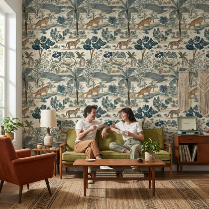 Tropical Wallpaper Tigers Foliage Wall Mural