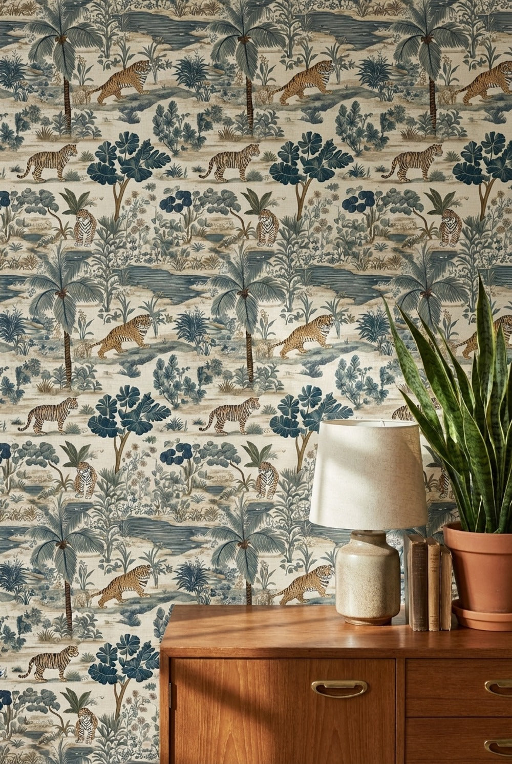 Tropical Wallpaper Tigers Foliage Wall Mural