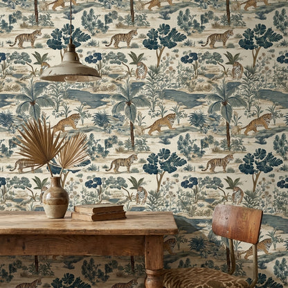 Tropical Wallpaper Tigers Foliage Wall Mural