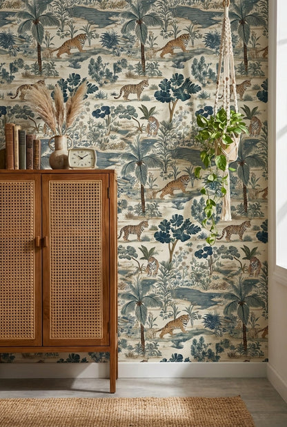 Tropical Wallpaper Tigers Foliage Wall Mural