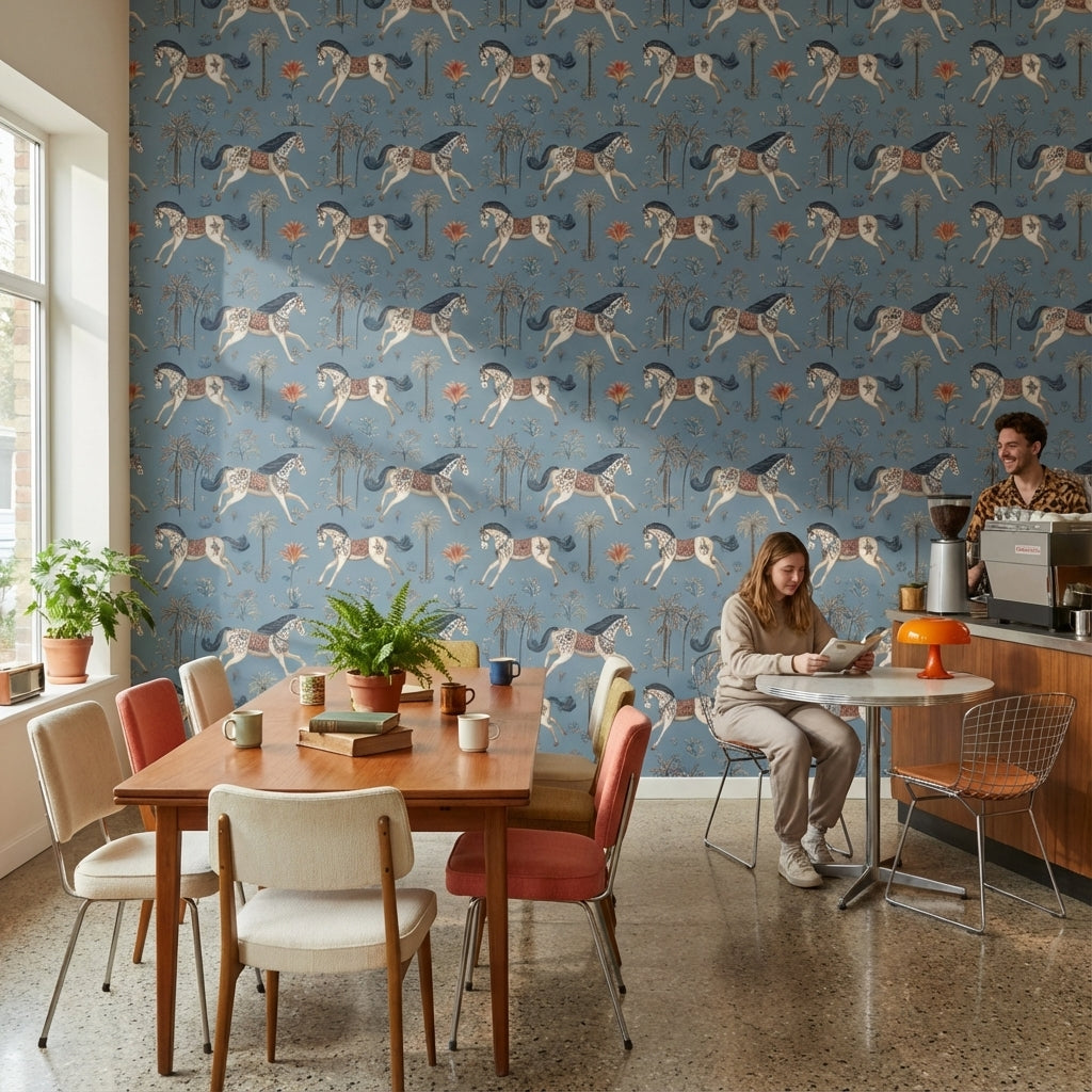 Chinoiserie Wallpaper Horses Floral Removable Wall Decor