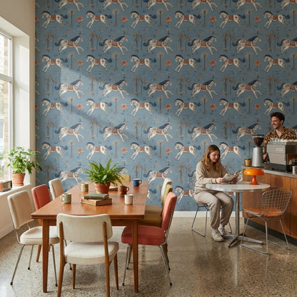 Chinoiserie Wallpaper Horses Floral Removable Wall Decor