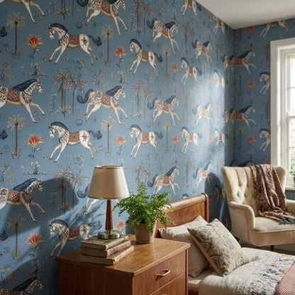 Chinoiserie Wallpaper Horses Floral Removable Wall Decor