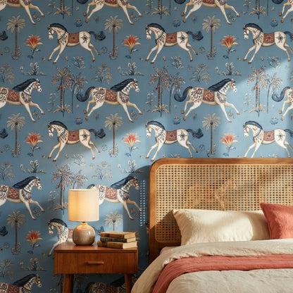 Chinoiserie Wallpaper Horses Floral Removable Wall Decor