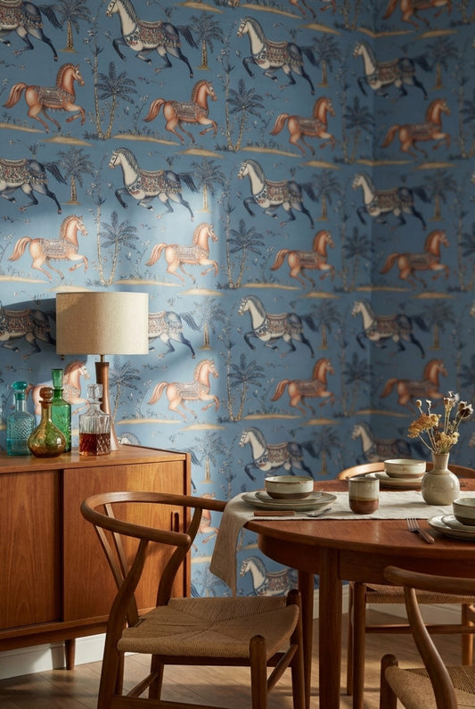 Vintage Toile Wallpaper Blue Removable Floral Wall Mural