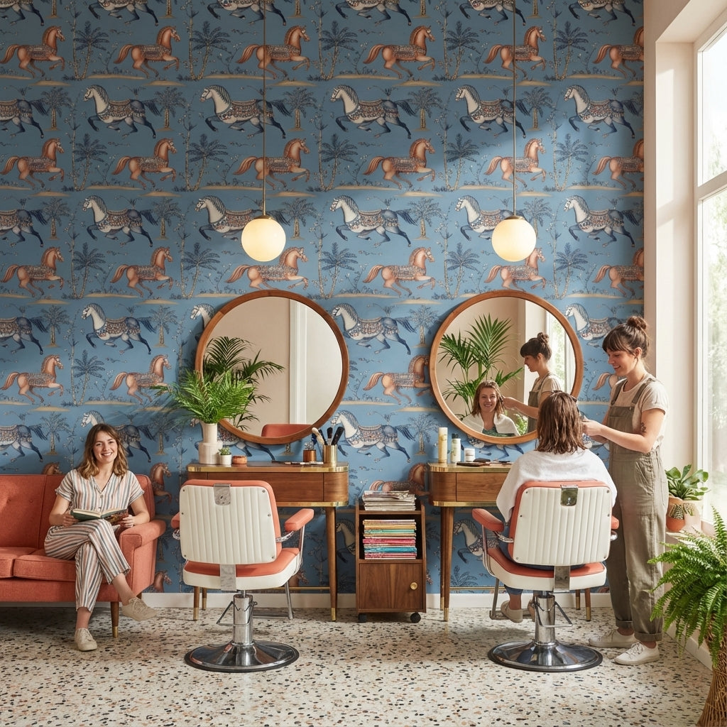 Vintage Toile Wallpaper Blue Removable Floral Wall Mural