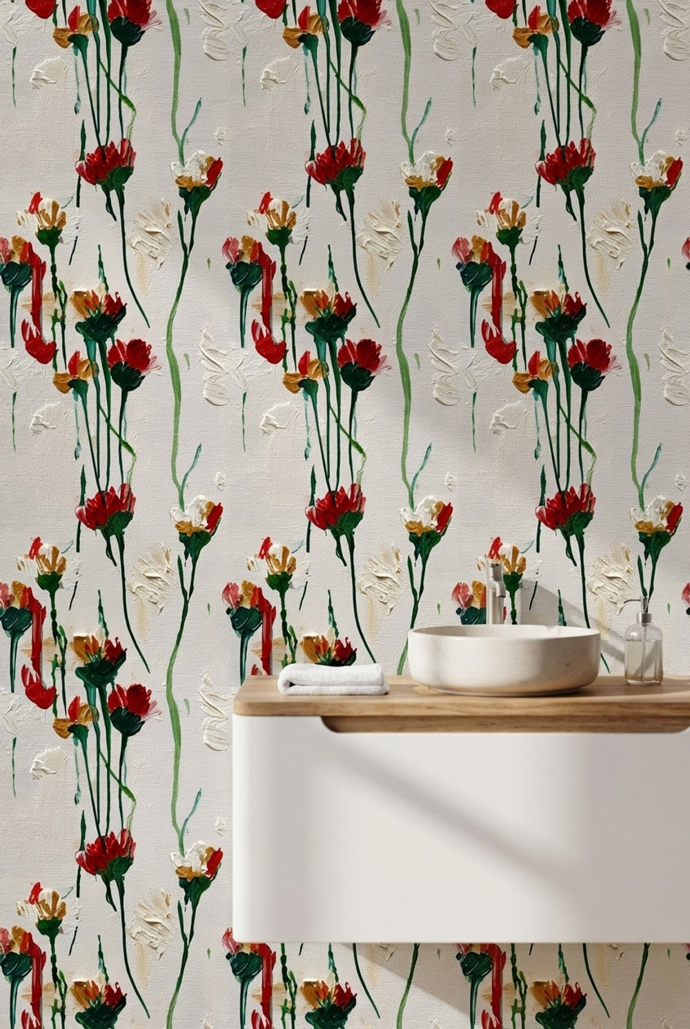 White Background Wallpaper Floral Abstract Wall Decor