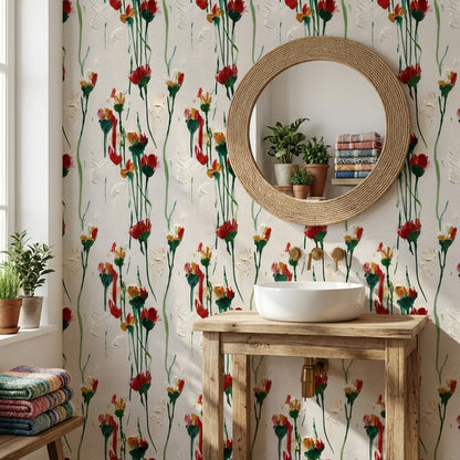 White Background Wallpaper Floral Abstract Wall Decor
