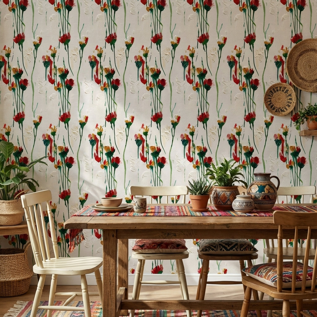White Background Wallpaper Floral Abstract Wall Decor