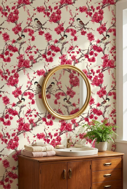 Birds Wallpaper Floral Removable Vintage Wall Mural