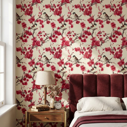 Birds Wallpaper Floral Removable Vintage Wall Mural