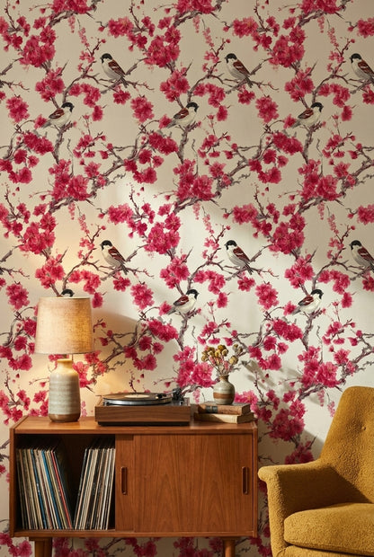 Birds Wallpaper Floral Removable Vintage Wall Mural