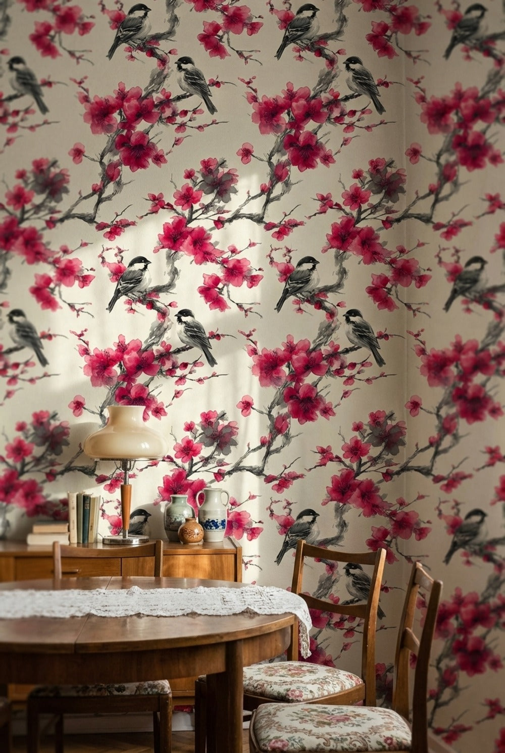 Floral Wallpaper Birds Removable Vintage Wall Mural