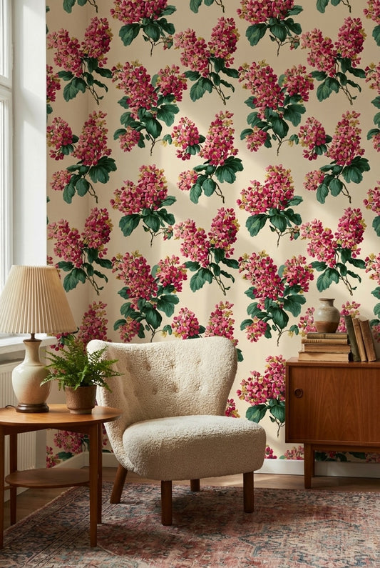 Floral Wallpaper Pink Vintage Removable Wall Decor