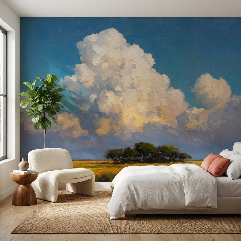 Clouds Wallpaper Landscape Impressionist Wall Mural