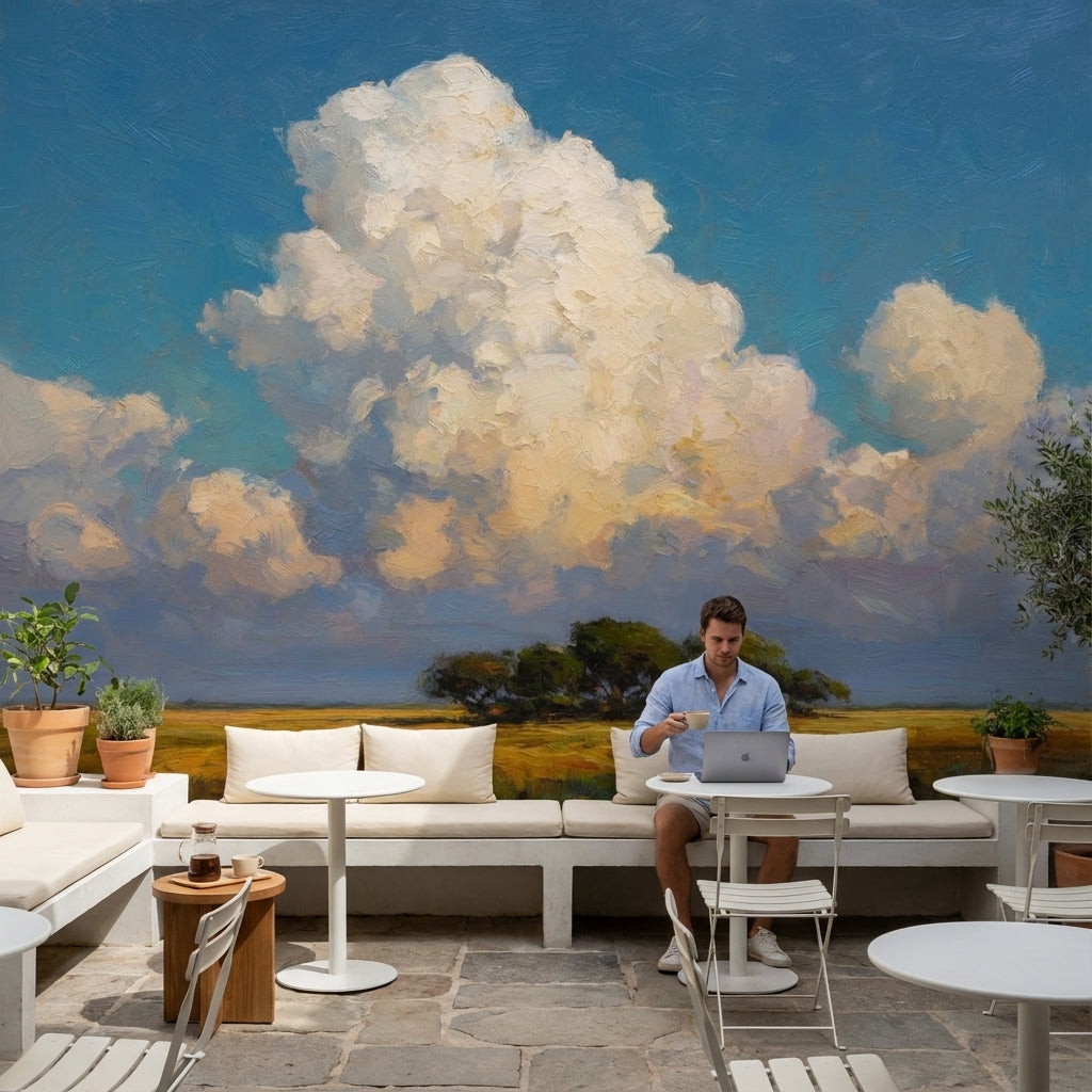 Clouds Wallpaper Landscape Impressionist Wall Mural