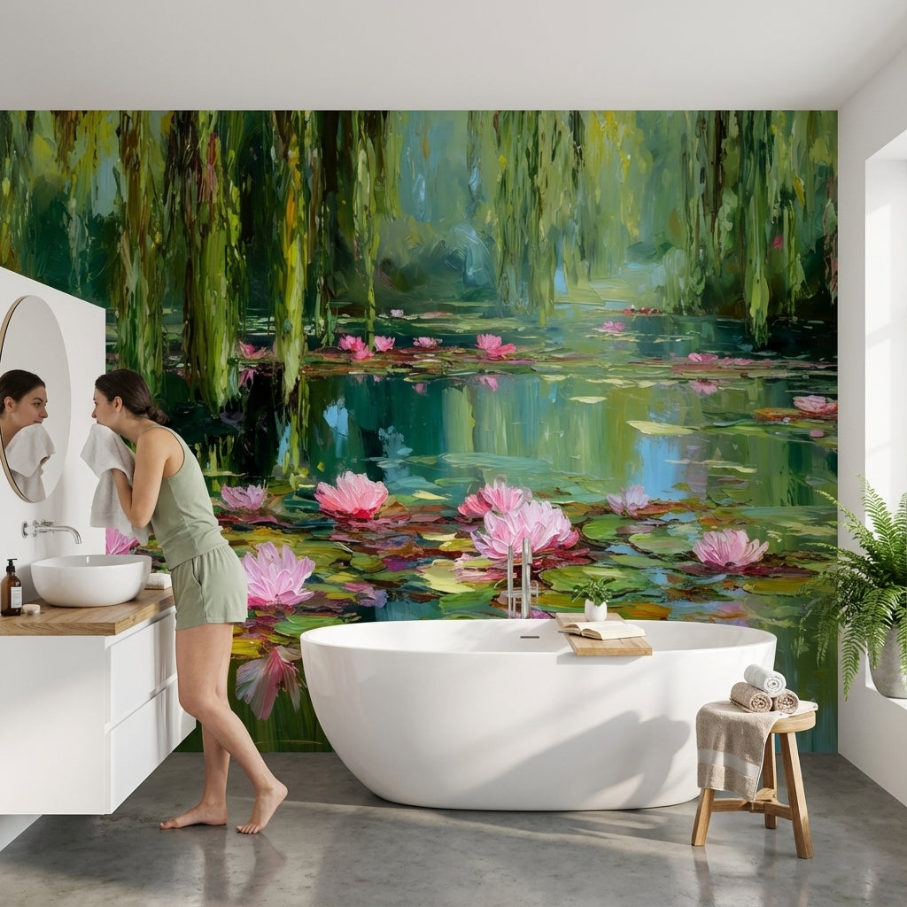 Shades Of Green Wallpaper Abstract Floral Wall Mural