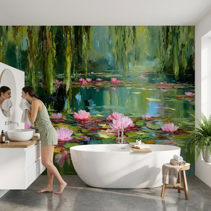 Shades Of Green Wallpaper Abstract Floral Wall Mural