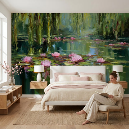 Shades Of Green Wallpaper Abstract Floral Wall Mural