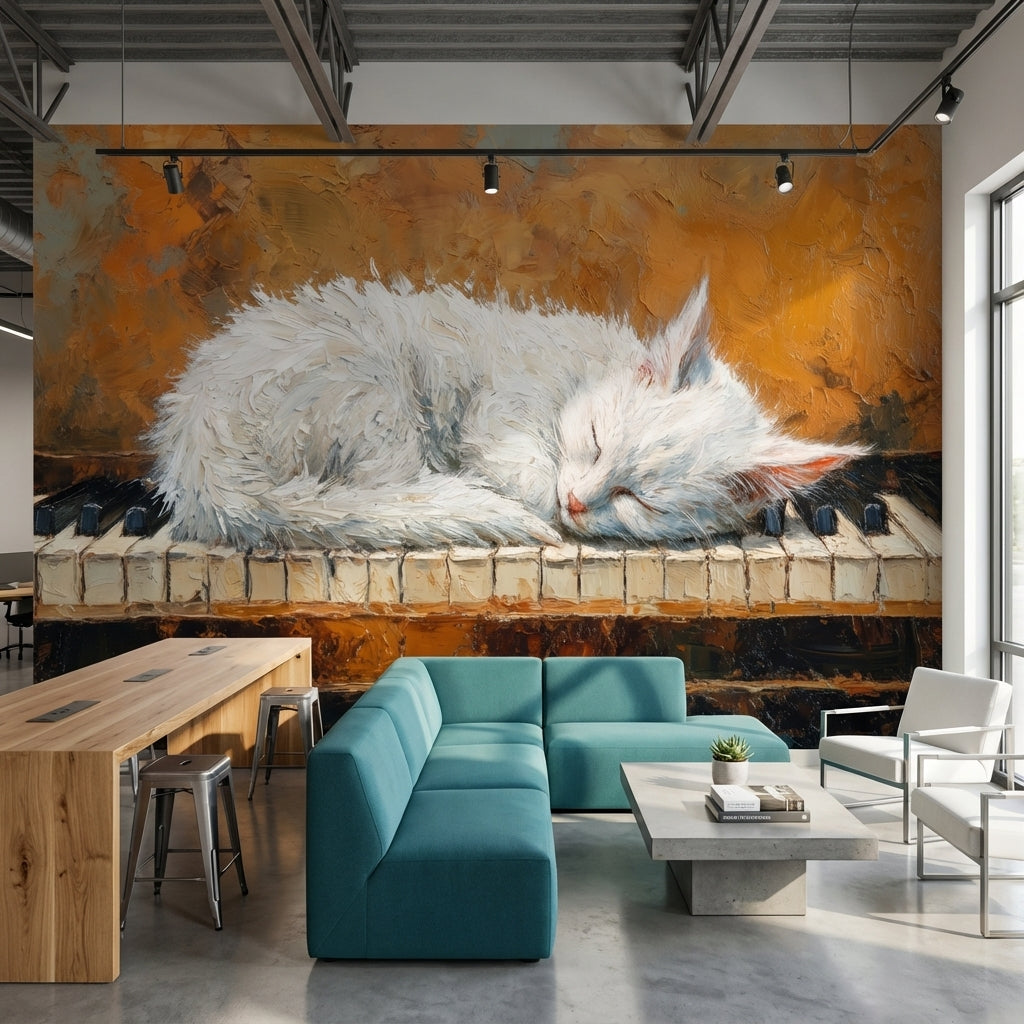 Cat Wallpaper Piano Abstract Wall Mural