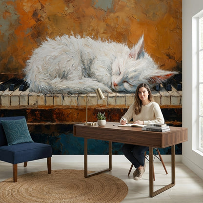 Cat Wallpaper Piano Abstract Wall Mural