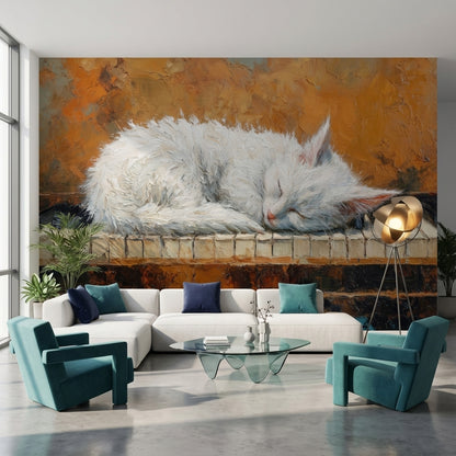Cat Wallpaper Piano Abstract Wall Mural
