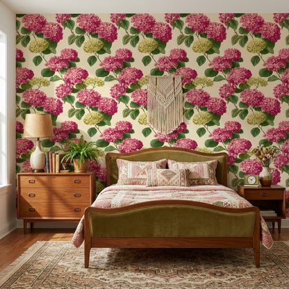 Hydrangea Wallpaper Floral Removable Vintage Wall Mural