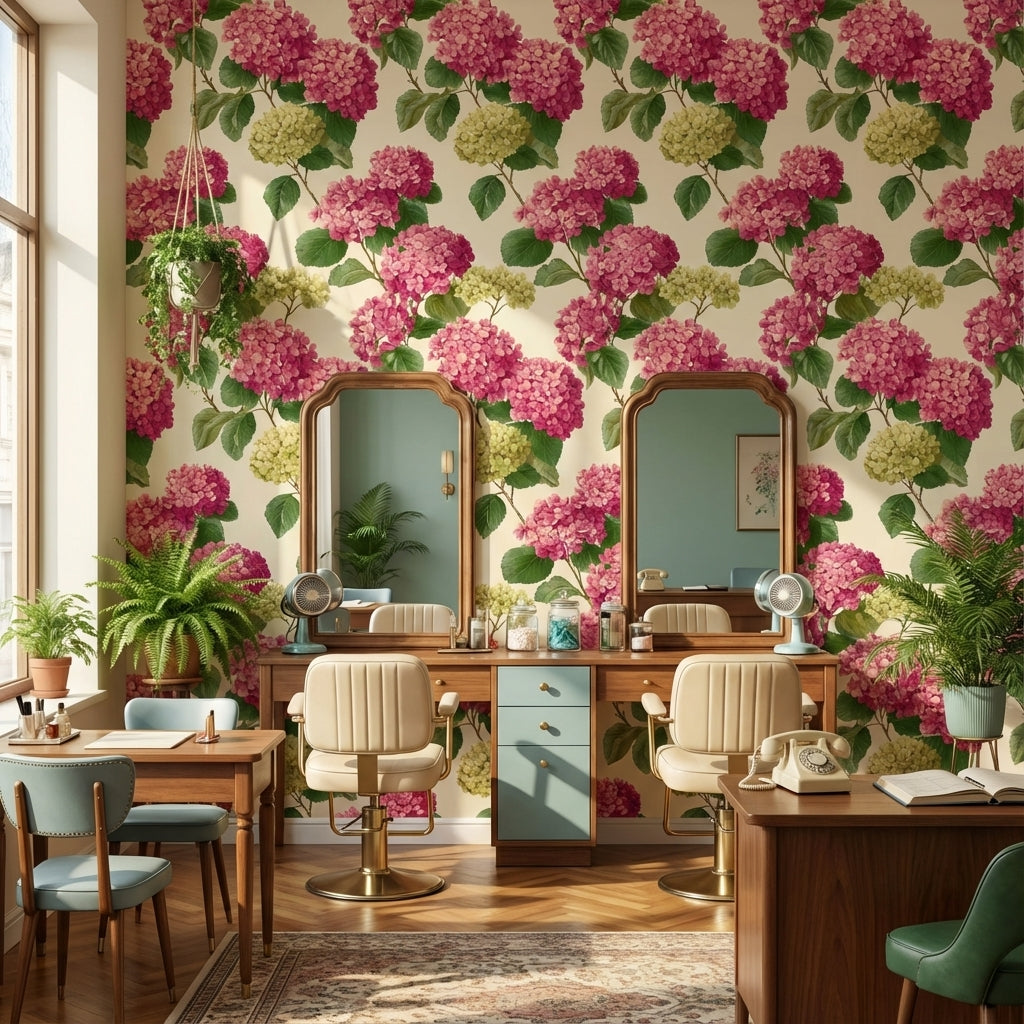 Hydrangea Wallpaper Floral Removable Vintage Wall Mural
