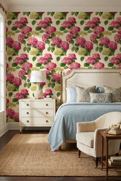 Hydrangea Wallpaper Floral Removable Vintage Wall Mural