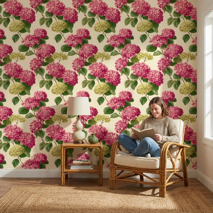 Hydrangea Wallpaper Floral Removable Vintage Wall Mural