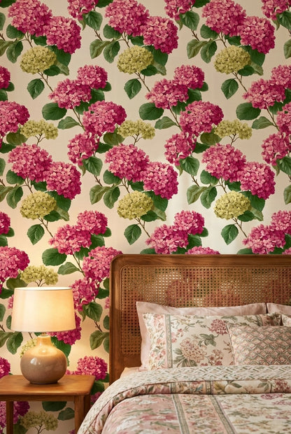 Hydrangea Wallpaper Floral Removable Vintage Wall Mural