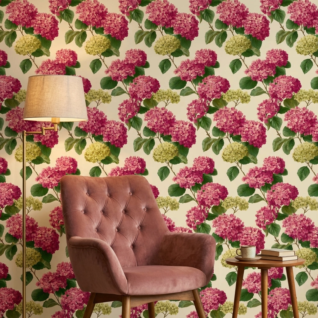 Hydrangea Wallpaper Floral Removable Vintage Wall Mural