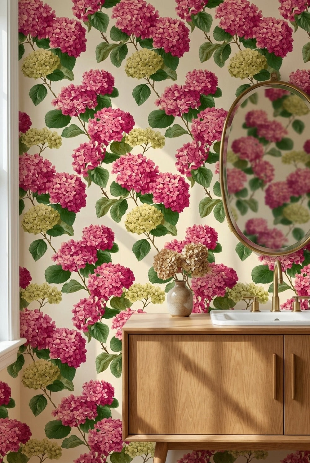 Hydrangea Wallpaper Floral Removable Vintage Wall Mural