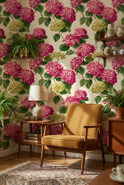 Hydrangea Wallpaper Floral Removable Vintage Wall Mural