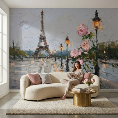 Eiffel Tower Wallpaper Paris Impressionism Wall Mural