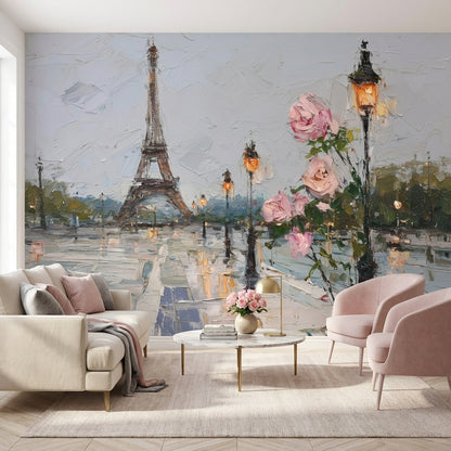 Eiffel Tower Wallpaper Paris Impressionism Wall Mural