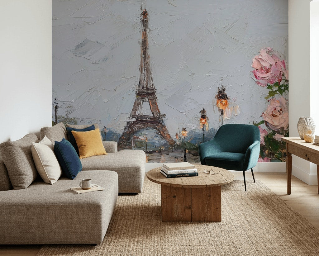 Eiffel Tower Wallpaper Paris Impressionism Wall Mural