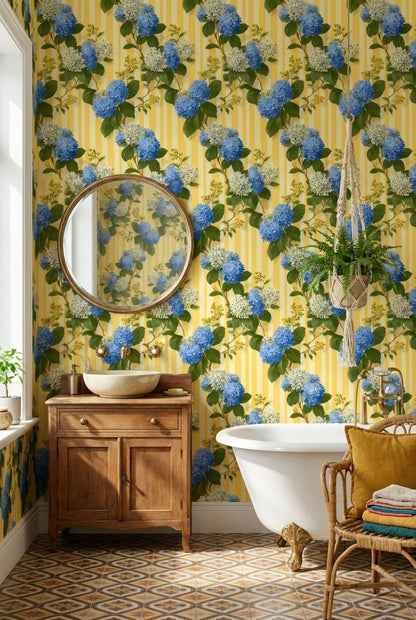 Floral Wallpaper Striped Removable Vintage Wall Mural