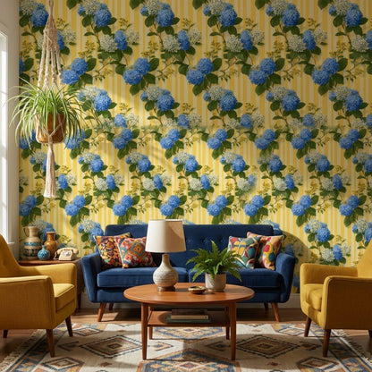 Floral Wallpaper Striped Removable Vintage Wall Mural
