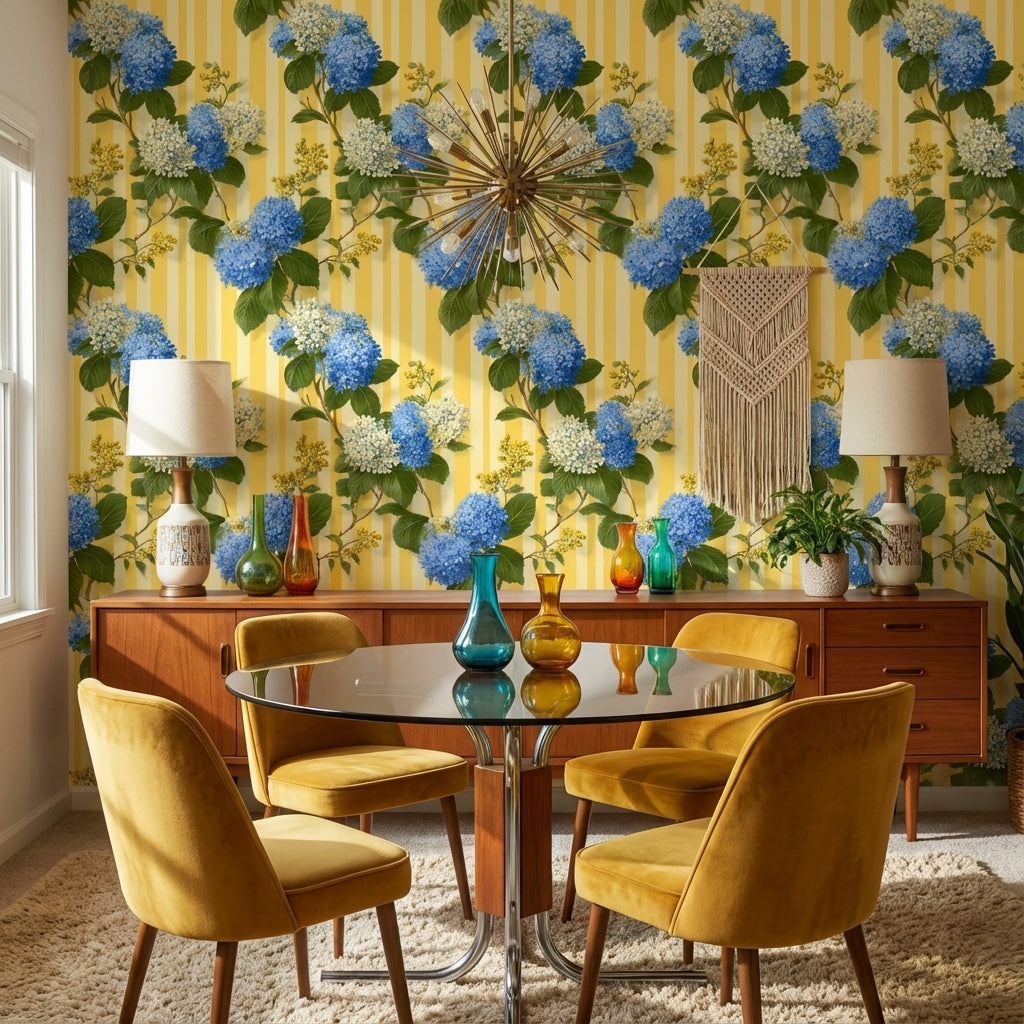 Floral Wallpaper Striped Removable Vintage Wall Mural