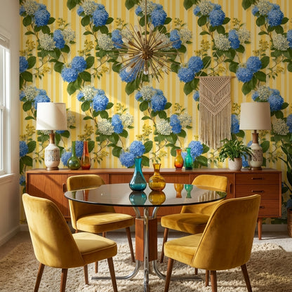 Floral Wallpaper Striped Removable Vintage Wall Mural